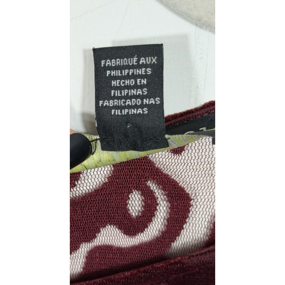 Forever 21 Velvet Burnout Burgundy Dress Sheer Stretch Vampire Whimsigoth 2X - Picture 10 of 10